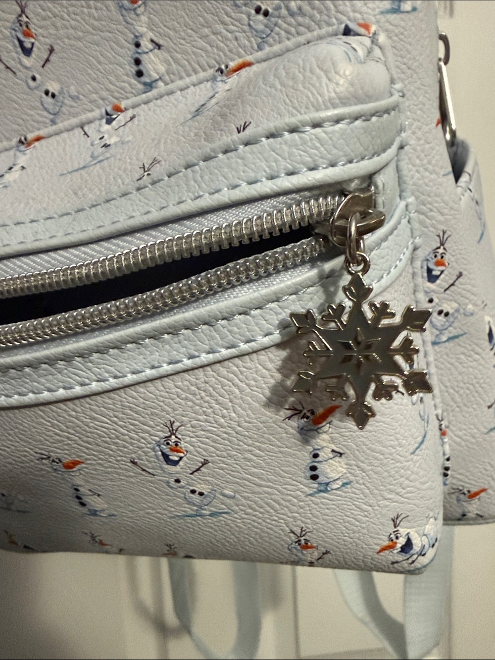 Loungefly Olaf Mini Backpack - Light Blue with Snowman Print - Picture 7 of 7